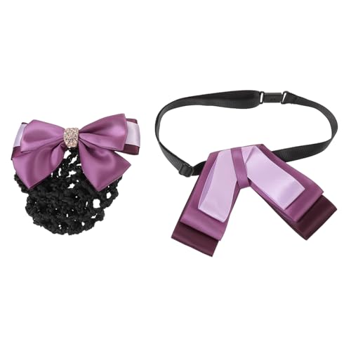 IWOWHERO 2 Stück Professionelle Haarknoten Clips Set mit Schleifenband Stilvolle Haarnetz Abdeckung für Damen Geeignet für Uniformen Büro Party Stilvolle Haarspangen für Frauen von IWOWHERO