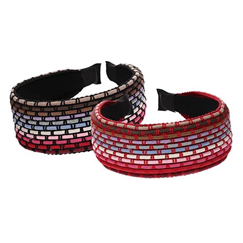 IWOWHERO 2 Stück Regenbogen Stirnband Mit Breiter Krempe Geflochtene Haar Stirnbänder Kopfschmuck Für Vintage Haar Accessoires Mädchen Accessoires Mädchen Stirnbänder Mini Parfüm von IWOWHERO