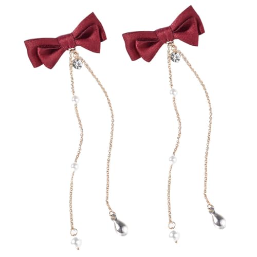 IWOWHERO 2 Stück Rote Schleifen Haarspangen für Mädchen aus Hochwertiger Seide mit Tasseln Modischer Haarschmuck für Alltag und Festliche Anlässe Bequem und Langlebig von IWOWHERO