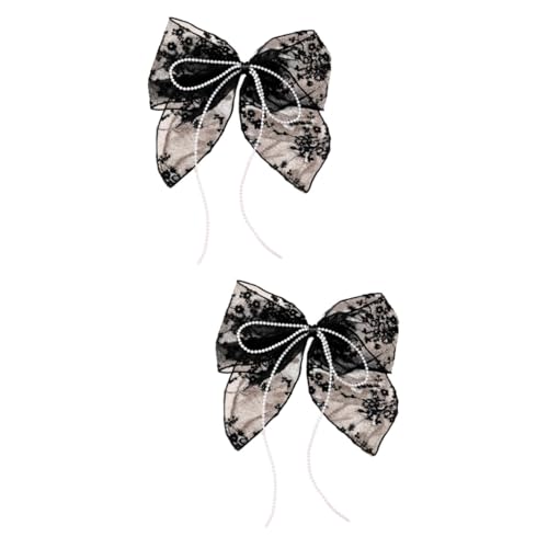 IWOWHERO 2stücke Große Schleifen-haarspange Mit Spitzen-bowknot Für Damen Elegantes Haarschmuck-stirnband Für Dickes Dünnes Oder Lockiges Haar Für Partys Hochzeiten Und Alltag von IWOWHERO
