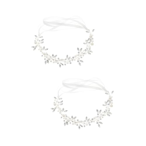 IWOWHERO 2stücke Hochzeit Haarband Mit Künstlichen Perlen Elegantes Kopfschmuck-accessoire Für Damen Dekoratives Headdress Für Braut Und Brautjungfern Für Festliche Anlässe Geeignet von IWOWHERO