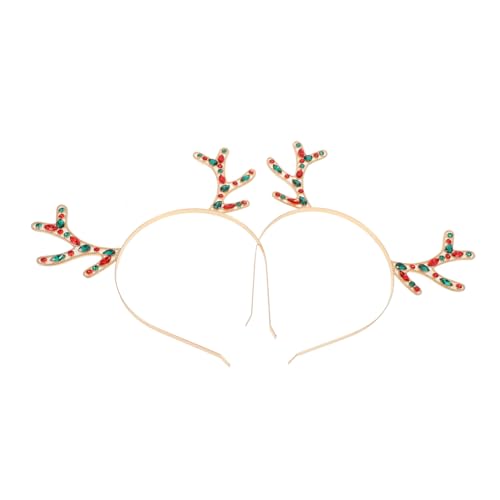 IWOWHERO 2 Stück Teiliges Hirschgeweih Stirnband aus Metall und Harz mit Funkelnden Strasssteinen Stilvolles Bequemes Rentier Haarreif Zubehör für Festliche Weihnachts Partyoutfits von IWOWHERO