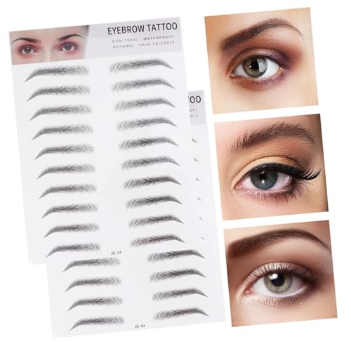 IWOWHERO 2 Stück Teiliges Künstliches Augenbrauen transfer Haarähnliche Selbstklebende Eyebrow Sticker für Männer und Frauen Einfache Anwendung Natürlicher Look Schwarz von IWOWHERO