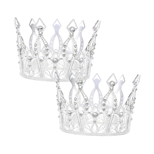 IWOWHERO 2 Stück Teiliges Strass Haarreif für Braut und Damen Silberne Runde Tiara mit Funkelnden Kristallen Leichte Bequeme Krone für Hochzeit Geburtstag Festliche Anlässe und Partys von IWOWHERO