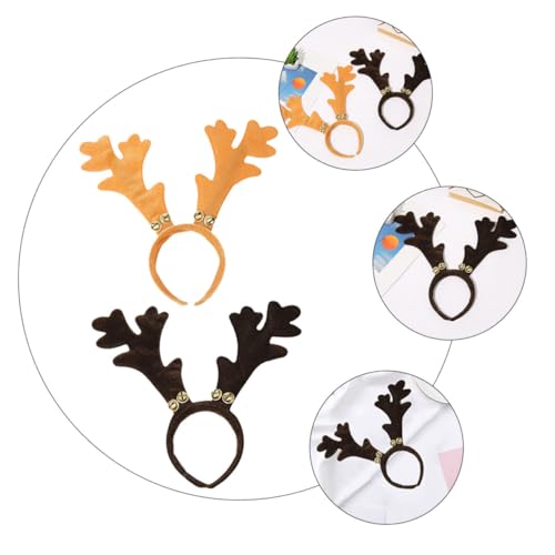 IWOWHERO 2 Stück Teiliges Weihnachts haarband Rentier Geweih Haarschmuck aus Goldbraunem Samt Niedliches Haaraccessoire für Mädchen und Damen Langlebig Festliche Party Kostümdekoration von IWOWHERO