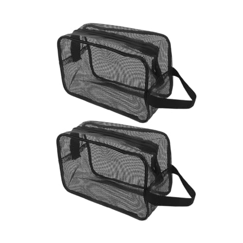 IWOWHERO 2 Stück Tragbare Mesh Toilettenartikel Aufbewahrungstasche mit Griff Wasserabweisend Schnelltrocknend Große Kapazität Reise Kulturbeutel für Damen und Herren von IWOWHERO