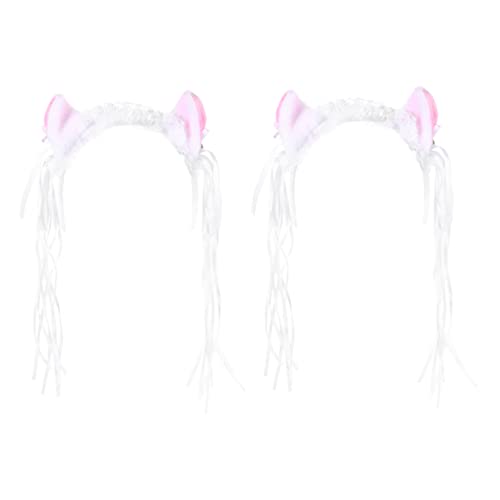IWOWHERO 2 Stück Und Koreanisches Katzenmädchen Stirnband Mädchen Stirnbänder Haarbänder Für Mädchen Stofftiere Ausgefallenes Stirnband Mädchen Haargummis Katzenohren Kopfschmuck von IWOWHERO
