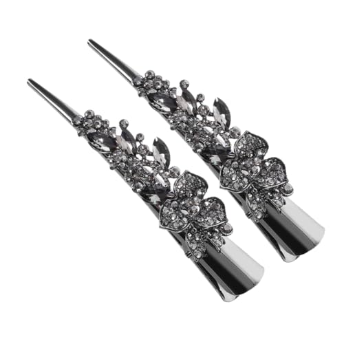 IWOWHERO 2 Stück Vintage Blumen Haarspangen mit Strasssteinen Starke Alligator Clips für Dickes Haar Rutschfeste Haarklammern Damen Haarschmuck Elegantes Styling Zubehör von IWOWHERO