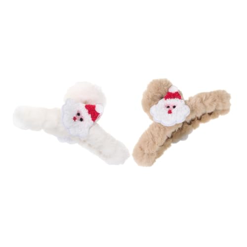 IWOWHERO 2 Stück Weihnachtliche Plüsch Haarklammern Große Haarspangen mit Sicherem Griff für Dickes Haar Vielseitige Haarclips für Frauen und Teenager Festliche Haaraccessoires in Khaki und von IWOWHERO