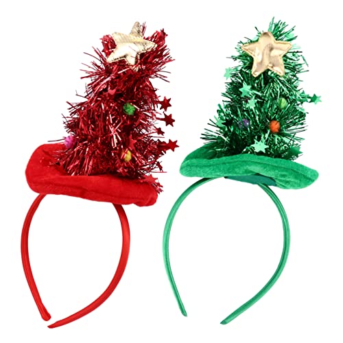 IWOWHERO Haarreif Mit Weihnachtsbaum- Nicht Hellgoldener Samt Und Satin 2 Stück Für Partys von IWOWHERO