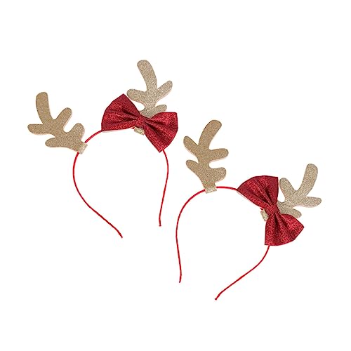 IWOWHERO Rentiergeweih Stirnband Beflockung Glitter Weihnachten Haar Bowknot Clip Für Und Mädchen von IWOWHERO