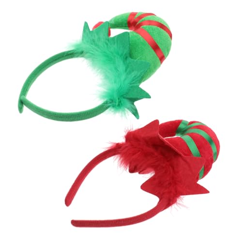IWOWHERO 2 Weihnachtlicher Haarschmuck Teiliges Roter Rentier Haarreif mit Hörnern Festliches Stirnband für Mädchen und Damen Party Weihnachten Karneval von IWOWHERO