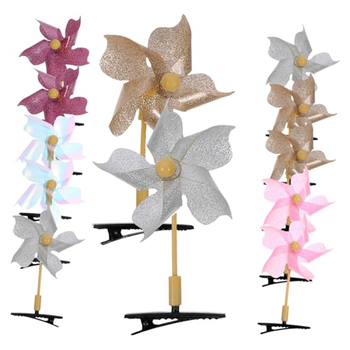 IWOWHERO Niedliche Windmühlen-haarspangen Für Mädchen 20-teiliges Set Rotierende Haarspangen Glitzer Für Den Geburtstag von IWOWHERO