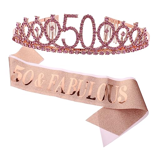 IWOWHERO 2St 50 Kronen-Schultergurte Make-up-Haarband Frau Stirnband Geburtstagsgeschenke für Frauen Frauengürtel party sachen party supplies Geburtstagsfeier Krone Haarreifen Golden von IWOWHERO