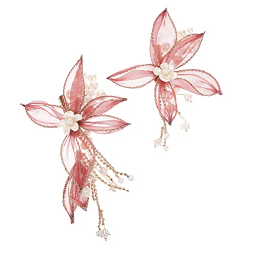 IWOWHERO 2st Braut Haarschmuck Haarspange Quasten-haarspangen Für Mädchen Qipao-haarspange Japanische Haarnadeln Kopfbedeckungen Für Damen Braut-tiara Schmücken Fräulein Die Blumen Perle von IWOWHERO