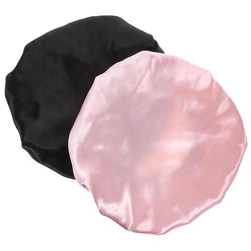 IWOWHERO 2St Duschhaube Nachthaube Mädchen Hut Satinhaube Hauben für Kinder bedruckte Duschhüte Seidenbandanas lockengel lockenstyler bademützen zöpfe verstellbare Duschhauben Badehauben von IWOWHERO