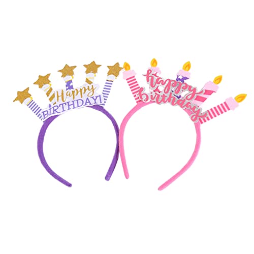 IWOWHERO 2St Geburtstag Stirnband Kronen für Kinder Geburtstag Haarschmuck kindergeburtstags mitgebsel plüsch haarband Haargummis geburtstag haarband Kostüm Stirnbänder Prinzessin Kleidung von IWOWHERO