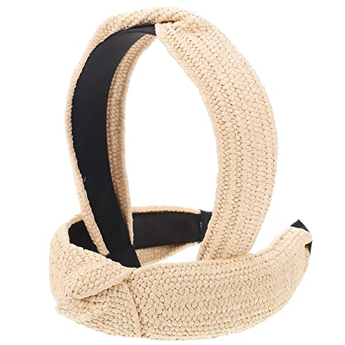 IWOWHERO 2st Haarband Aus Stroh Breiter Knoten Gewebtes Stirnband Weiche Elastische Kopfbedeckungen Rattan Breites Stirnband Stroh Geflochtene Stirnbänder Kunststoff Binden Haarnadel Frau von IWOWHERO