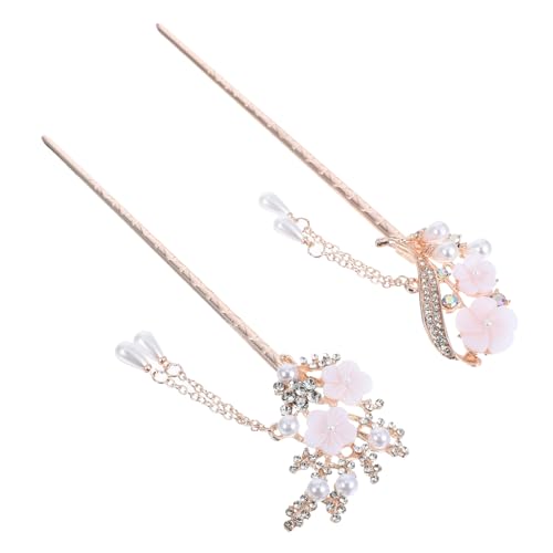 IWOWHERO 2stücke Traditionelle Blumen Haarnadeln Mit Quaste Ethnischen Stil Haarstäbchen Vintage Haarschmuck Für Damen Und Herren Für Partys Und Feiern von IWOWHERO