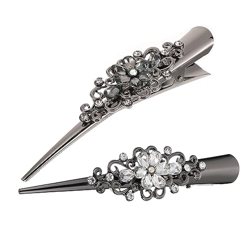 IWOWHERO 2St Hornclip aus Haarschmuck Metall alligator haar clips Haarspangen für Damen haar spangen Entenschnabel-Haarspangen Haarspangen für dickes Haar Haarklemme Braut Haarspange von IWOWHERO