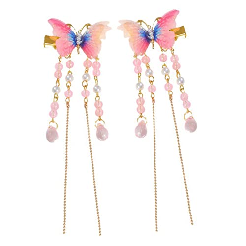 IWOWHERO 2stücke Schmetterlings-haarspangen Mit Quasten Für Mädchen Rutschfeste Haarklammern Elegantes Haaraccessoire Für Jede Gelegenheit von IWOWHERO