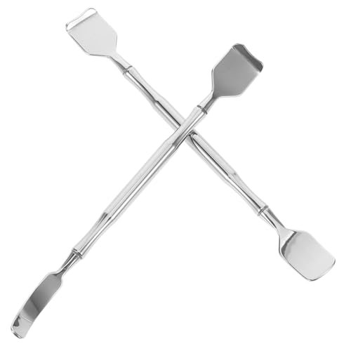 IWOWHERO 2St Mitesser-Schaufel-Schönheitswerkzeug Aufkleber Taschenspiegel Lipgloss Kosmetikständer gesichtsreinigung gesichtsschaber Labormischung Gesichtsbürste Rostfreier Stahl Silver von IWOWHERO