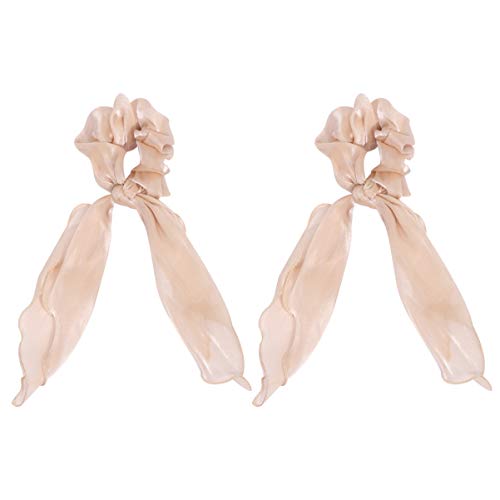 IWOWHERO 2St Haargummi Haarringe aus Satinschal Schals für Damen elegant Chiffon Haarbänder seidenschal langer Haarring Pferdeschwanzhalter Mädchen Stirnband Schleife Seidentuch Kind binden von IWOWHERO