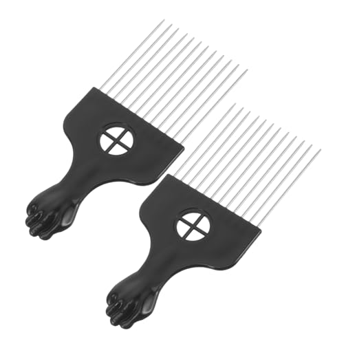 IWOWHERO 2St Stahlnadelkamm hair care tools afro comb Haarentwirrung Haar-Entwirrungskamm Haarzopf- Mann Frisierkamm Afro-Zopf- Afro-Picks für Männer Friseur-Liftkamm Plastik Brown von IWOWHERO