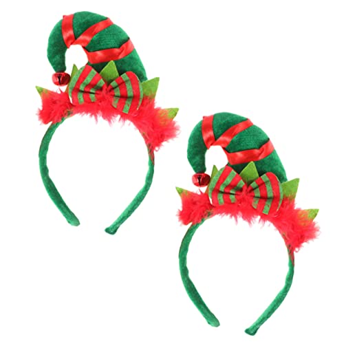 IWOWHERO 2St Stirnband haarschmuck weihnachtsdeko Festival-Kopfschmuck-Requisite Weihnachts-Kopfschmuck-Stütze Süßigkeiten-Kostüm Haarstyling-Zubehör Weihnachtshaarband für die Party lang von IWOWHERO