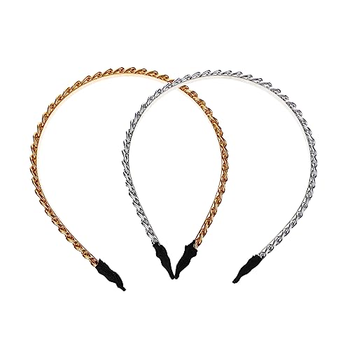 IWOWHERO 2stücke Ketten-stirnband Aus Metall Mit Haaringen Für Damen Schmales Stirnband Für Hochzeit Party Bankett Und Andere Anlässe von IWOWHERO