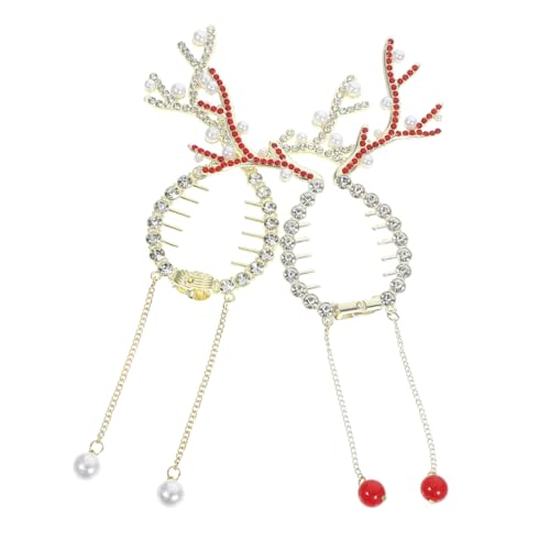 IWOWHERO 2 Stück Rentier-geweih-haarspangen Hoher Pferdeschwanzhalter Dekorative Weihnachts-haarmanschetten Für Frauen von IWOWHERO