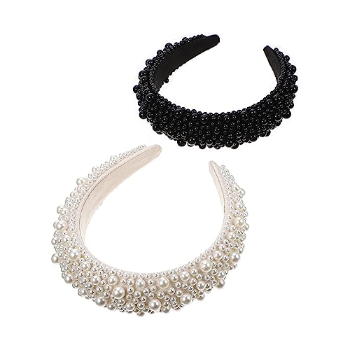 IWOWHERO 2St breites Perlenstirnband hair accessories for breites haarband gewebte Geldbörse Haarschmuck für Mädchen Haargummis Kopfschmuck für Frauen Elegantes Mädchen-Stirnband Mode von IWOWHERO