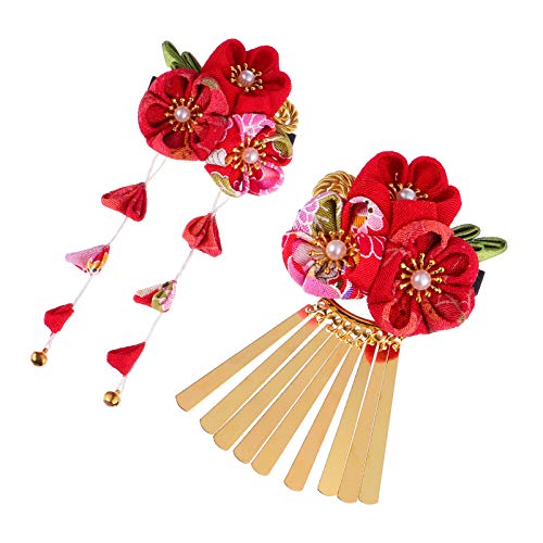 IWOWHERO Eleganter Kopfschmuck Blumenmädchen Haarspange 2er Pack Japanischer Stil Vintage Kopfschmuck von IWOWHERO