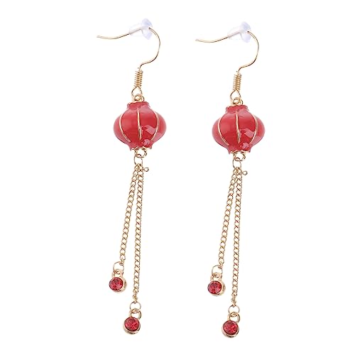 IWOWHERO 2paare Neujahrsohrringe Baumelnde Anhänger Ohrringe Für Frauen Mädchen Im Chinesischen Stil Ohrschmuck Rot von IWOWHERO