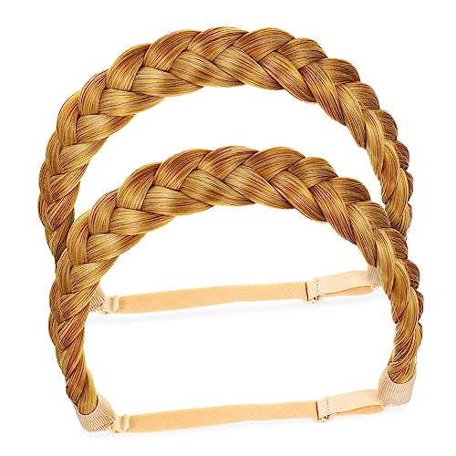 IWOWHERO 2 Stk Geflochtenes Stirnband Chunky Stretch Haarband Elastisches Kopfstück für Sport Workouts von IWOWHERO