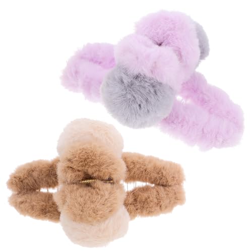 IWOWHERO 2stücke Haar Klammern Für Damen Pelzige Haarspangen Große Haarspangen Für Langes Haar Haarklammern Zubehör Für Alltag Und Feiern von IWOWHERO