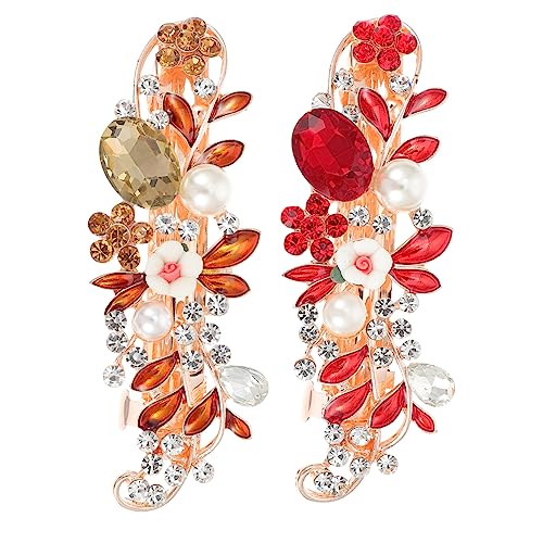 IWOWHERO 2stücke Haarspange Mit Perlen Und Strass Haarklammer Für Haarstyling Praktischer Haarschmuck Für Frauen Und Mädchen von IWOWHERO