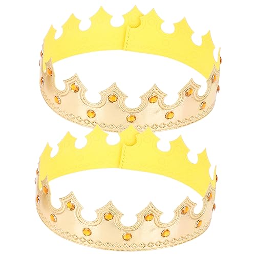 IWOWHERO 2st Kronenhut Haarbänder Für Neugeborene Babys Geburtstagsstirnbänder Für Kleinkinder Geburtstagskrone Kinderkrone Neugeborenen-outfit Kleine Kronen - Golden Stoff von IWOWHERO