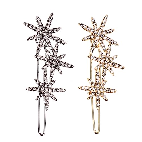 IWOWHERO 2stücke Weihnachts-haarspangen Schneeflocken Und Sternform Mit Funkelnden Strasssteinen Für Damen Und Mädchen Um Haar Zu Verschönern Und Aufmerksamkeit Zu Erregen von IWOWHERO