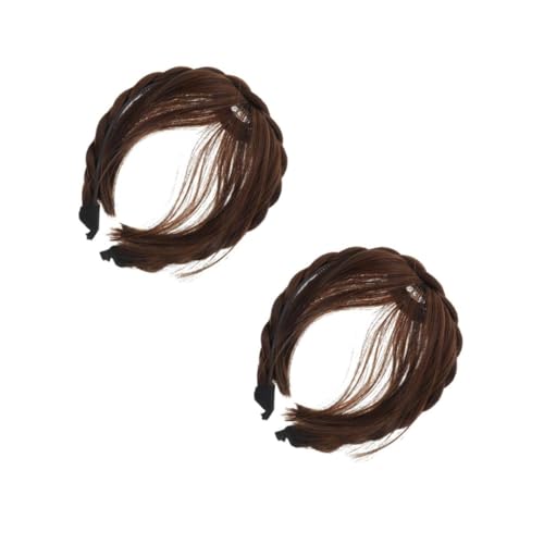 IWOWHERO 2 Stück Natürlich Aussehende Synthetische Perücken Stirnband Haarverlängerungen Vorne Für Frauen Hellbraun Angenehm Zu Tragen Verstellbares Stirnband von IWOWHERO