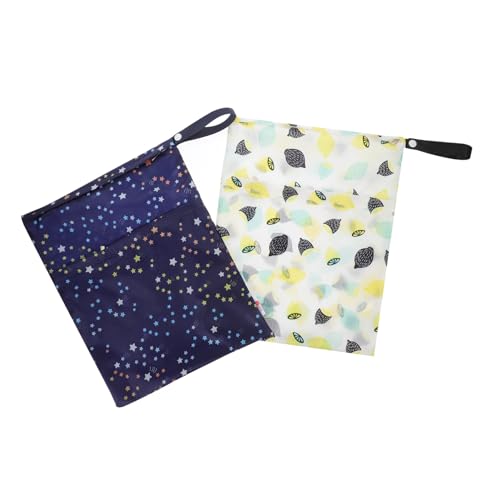 IWOWHERO 2stücke Wickeltaschen Organizer wasserdichte Wiederverwendbare Aufbewahrungstasche Für Windeln Und Toilettenartikel Praktisch Für Unterwegs Mit Stilvollem Design Limonen Sterne von IWOWHERO