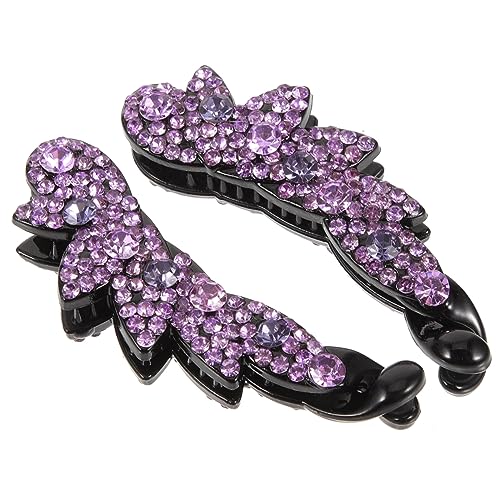 IWOWHERO 2stücke Bananenspange Mit Strasssteinen Krallenklammern Für Pferdeschwanz Haarklammern Für Frauen Und Mädchen Accessoires Aus Legierung Und Harz Für Lockiges Und Dickes Haar von IWOWHERO