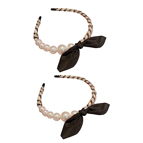 IWOWHERO 2stücke Damen Haarband Mit Perlenschmuck Und Hasenohren Modisches Haarschmuck Mädchen Und Für Partys Alltag Und Besondere Anlässe von IWOWHERO