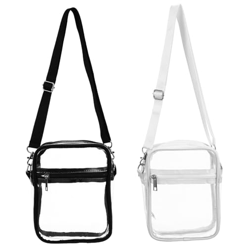 IWOWHERO 2stücke Durchsichtige Umhängetasche Verstellbare Schultertasche Für Konzerte Sportevents Und Reisen Robuste Leichte Taschen Mit Reißverschluss Und Abnehmbaren Gurten Für Damen von IWOWHERO