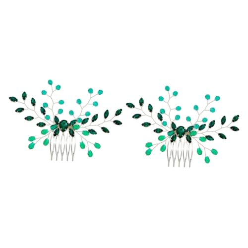 IWOWHERO 2stücke Grüner Strass Haarkamm Für Hochzeiten Brautschmuck Mit Elegantem Design Passend Zu Verschiedenen Outfits Und Frisuren Für Stilvolle Bräute von IWOWHERO