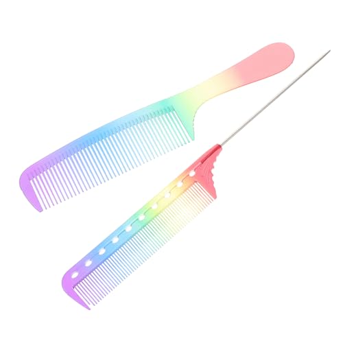 IWOWHERO 2stücke Haar Styling Kamm Transparente Regenbogen Friseurkämme Für Präzise Haarschnitte Und Styling Im Salon Antistatischer Haarkamm Für Männer Frauen von IWOWHERO
