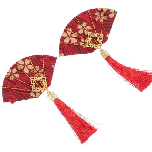 IWOWHERO 2stücke Haarklammern Mit Japanischem Design Rote Festtags-haarspangen Für Neujahr Traditionelle Cosplay-accessoires Für Mädchen Für Und Kulturelle Feiern von IWOWHERO