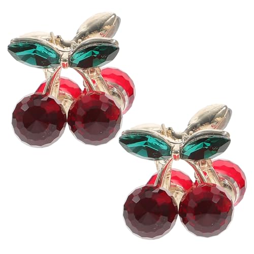 IWOWHERO 2stücke Kirsche Haarklammer Strass Für Damen-kopfschmuck Kleine Haarklammern Für Sicheren Halt von IWOWHERO
