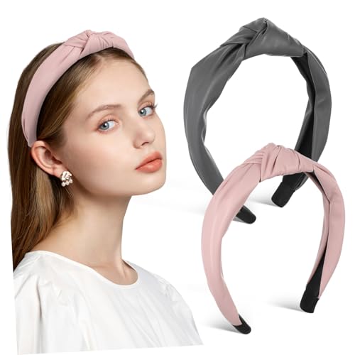 IWOWHERO 2stücke Knoten-stirnbänder Für Damen Rutschfeste Stirnbänder Stylische Haarbänder Mit Dutt Haare An Ihrem Platz Halten Bequemes Tragen von IWOWHERO