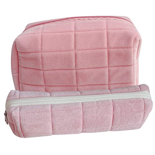 IWOWHERO 2stücke Make-up-Tasche Mit Großem Fassungsvermögen Make-up-Organizer-Tasche Für Draußen Kosmetiktasche Aus Plüsch Leicht Zu Reinigen Pflegen Stabile Leistung Mit Feiner von IWOWHERO